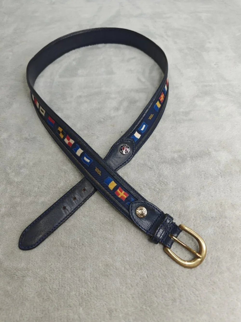 Paul & Shark Yachting Leather Men’s Belt Brass Buckle Size 40 Vintage